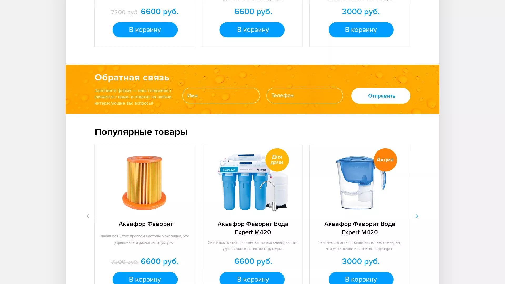 Создание интернет-магазина «Водолей» по продаже фильтров очистных сооружений в Краснознаменске