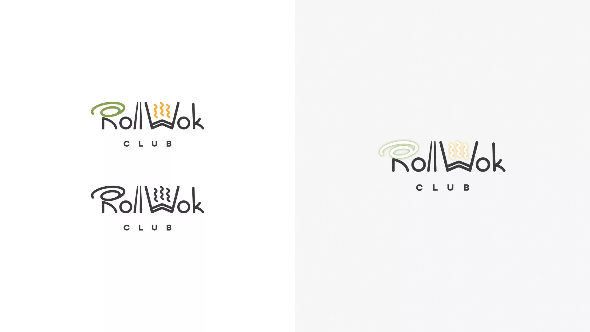 Разработка логотипа и фирменного стиля суши-бара «Roll Wok Club» в Краснознаменске