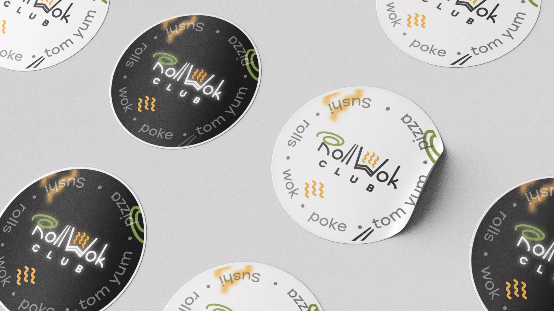 Разработка наклеек для суши-бара «Roll Wok Club» в Краснознаменске